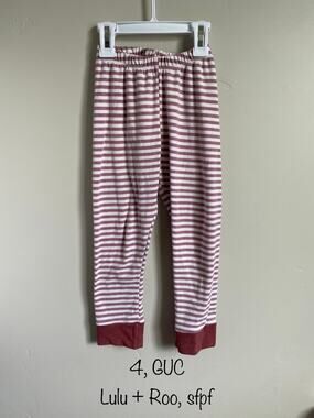 Lulu + Roo Handmade in USA Striped Pajama Bottoms Lounge Pants Girls Size 4